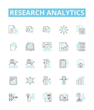 Research analytics vector line icons set. Analytics, Research, Data, Analysis Stock Illustration