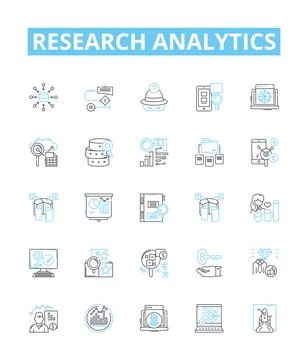 Research analytics vector line icons set. Analytics, Research, Data, Analysis Stock Illustration