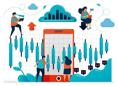 Research and analysis statistical data to choose investment. Mobile platform  Stock Illustration
