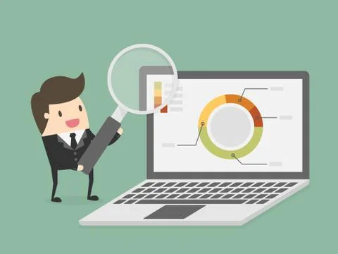 Research and analytics. Illustrazione stock