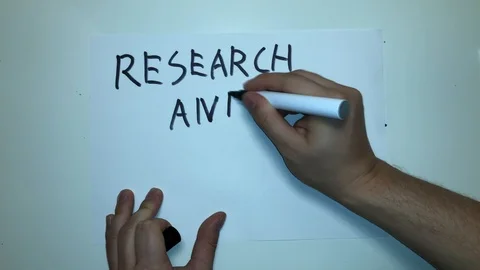 Research And Development Business Terms Words Written on Paper 4K Presentatio Stock Footage 115513935