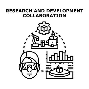 Research and development collaboration process on advanced innovation project Stock Illustration