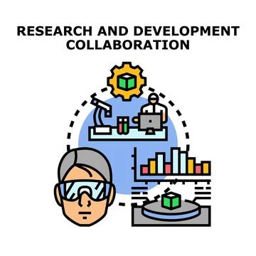 Research and development collaboration process on advanced innovation project Stock Illustration