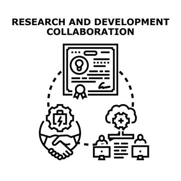 Research and development collaboration project innovation vector Stock Illustration