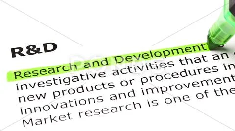 'research and development' highlighted in green Stock Photos