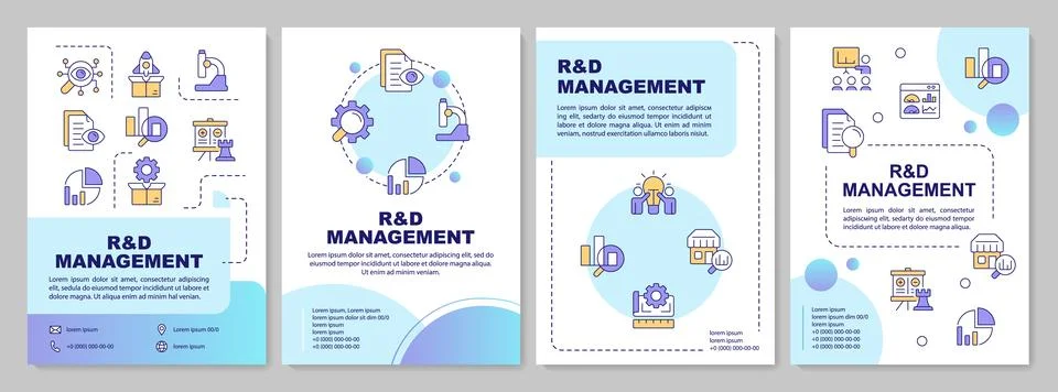 Research and development management blue circle brochure layout イラスト素材
