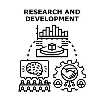Research and development process combining innovation and teamwork Stock Illustration