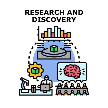 Research and discovery process with collaboration and analysis Stockillustratie