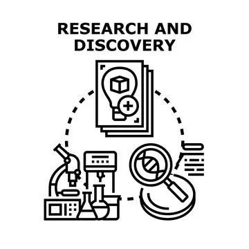 Research and discovery process, science innovation and experimentation Stock Illustration