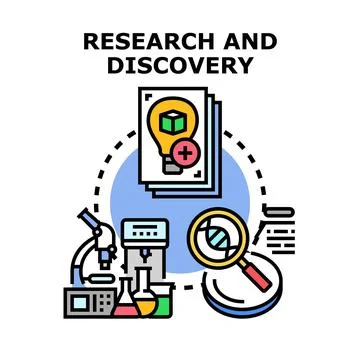 Research and discovery process, science innovation and experimentation Stock Illustration