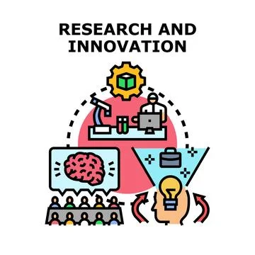 Research and innovation concept developing new creative ideas Stock Illustration