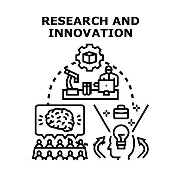 Research and innovation concept developing new creative ideas Stock Illustration