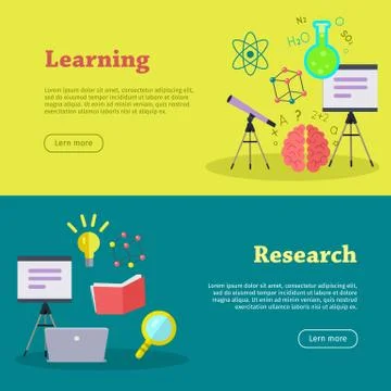 Research and Learning Web Banners Illustrazione stock
