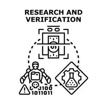 Research and verification process using ai and financial technology Stock Illustration