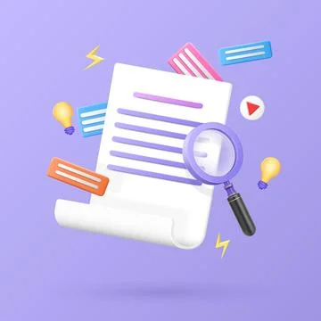 Research application elements. Finding information with magnifying glass. Online Illustrazione stock