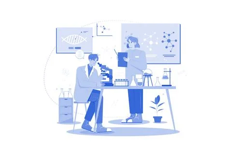Research Assistant supporting data analysis. Stock Illustration