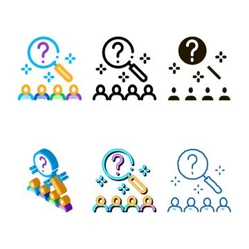 Research audience question icon vector variety outline Stock Illustration