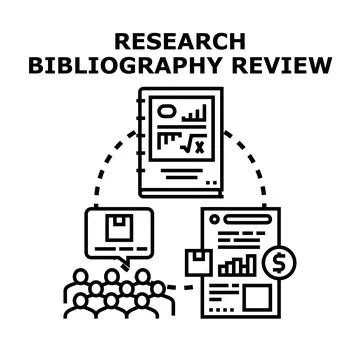 Research bibliography review process vector illustration Stock Illustration