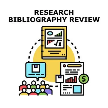 Research bibliography review process vector illustration Stock Illustration