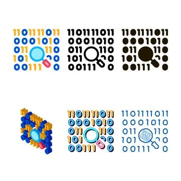 Research binary code icon range vector outline Stockillustratie