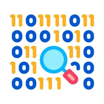 Research binary code icon vector outline illustration Stock Illustration