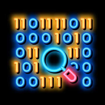 Research binary code neon glow icon illustration Illustrazione stock