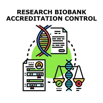 Research biobank accreditation control evaluating genetic data 库存插图