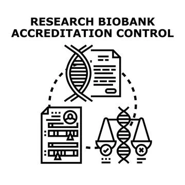 Research biobank accreditation control evaluating genetic data Stock Illustration