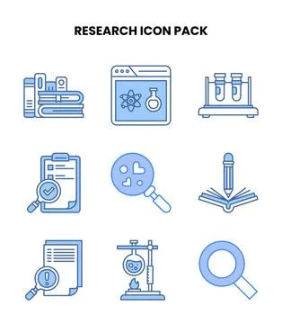 Research Blue UI Icons Pack Stock Illustration