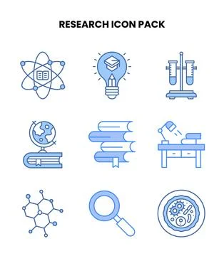 Research Blue Vector Icons Pack Stock Illustration