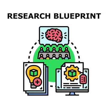 Research blueprint developing creative business strategy using innovation Stock Illustration