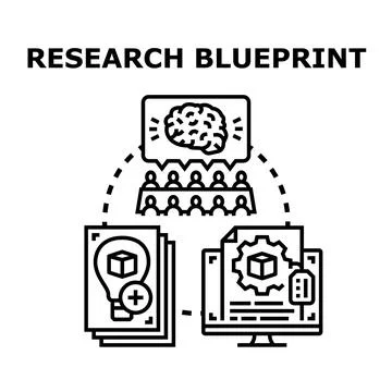 Research blueprint developing creative business strategy using innovation Stock Illustration