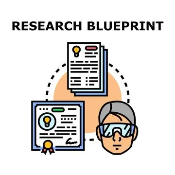 Research blueprint developing intellectual property and innovation Illustrazione stock