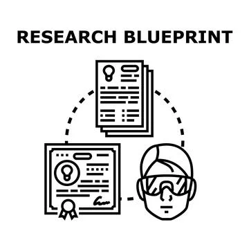 Research blueprint developing intellectual property and innovation Stock Illustration