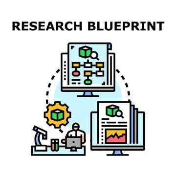 Research blueprint developing scientific project planning process Illustrazione stock