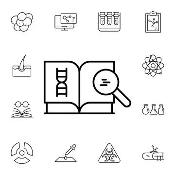 Research, book flat vector icon in biology pack Stock Illustration