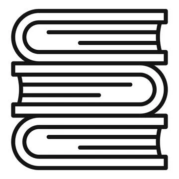 Research books stack icon outline vector. Discovery material Stock Illustration