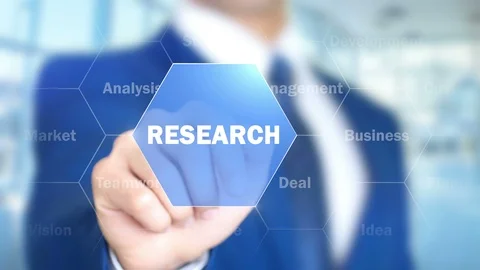 Research, Businessman Using Augmented Holographic Interface Stock Footage 90076352