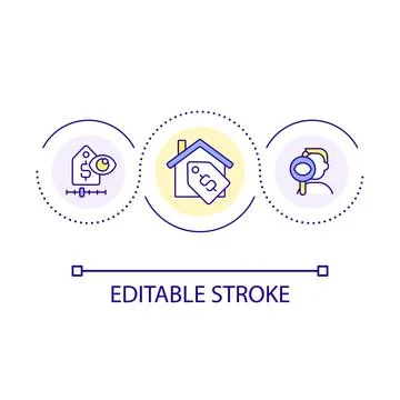 Research before buying home loop concept icon 스톡 일러스트