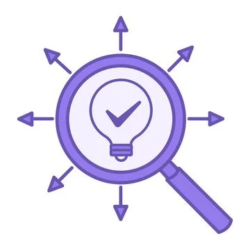 Research Color Icon. Vector Icon of Light Bulb in Magnifying Glass. Data An.. Stock Illustration