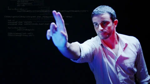 Research communicating using touch screen technology. Tablet pc programming, 動画素材 32721052