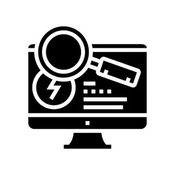 Research computer incident glyph icon vector illustration Stock Illustration