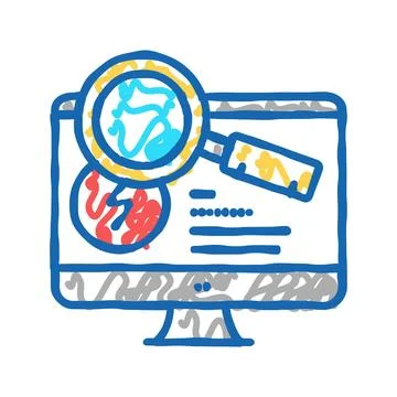 Research computer incident icon doodle illustration イラスト素材