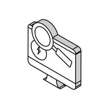 Research computer incident isometric icon vector illustration Illustrazione stock