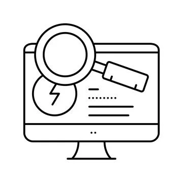 Research computer incident line icon vector illustration Stock Illustration