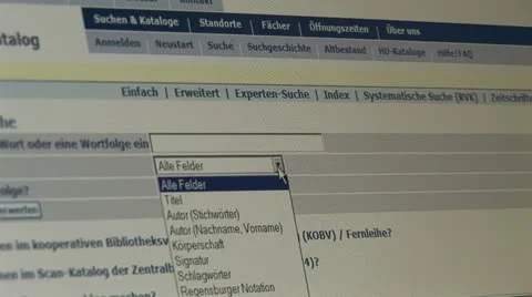 Research by computer in the Jacob and Wilhelm Grimm-Center in Berlin Vídeo Stock 11493281