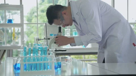 Research concept of 4k resolution. Asian scientists are examining the anomaly Stock Footage 219262204