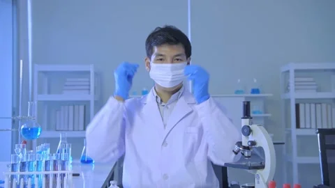 Research concept of 4k resolution. Scientists are recommending protection by  Video stock 151421182