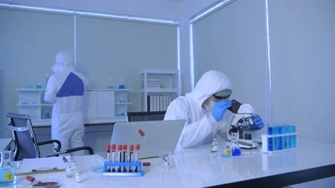 Research concept of 4k resolution. Scientists are collecting blood samples fo Stock Footage 155888461