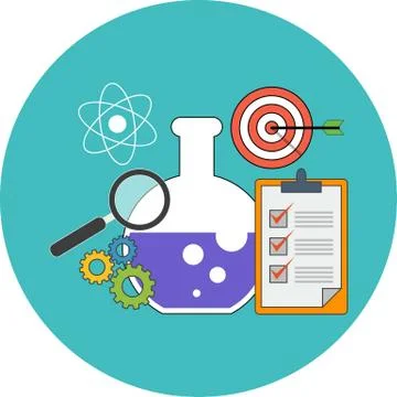Research concept. Flat design. Icon in turquoise circle on white background Stock Illustration